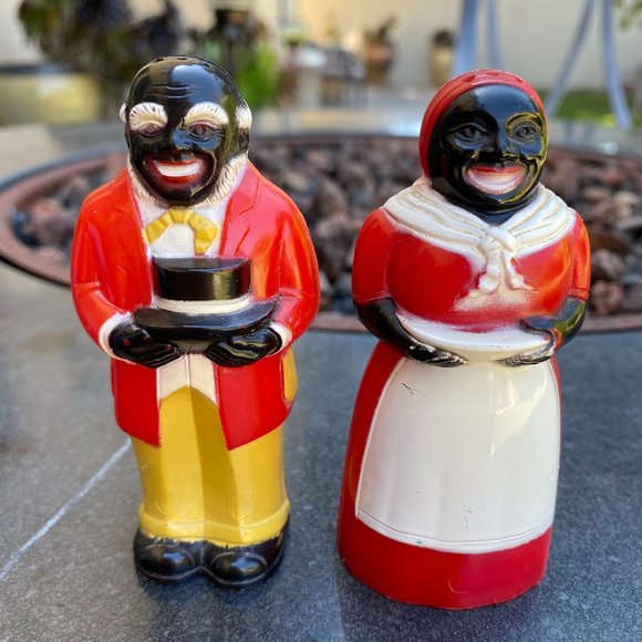 Vintage Fiedler & Fiedler F&F Mold Die Works Black Americana Salt Pepper Shakers - Picture 1 of 15